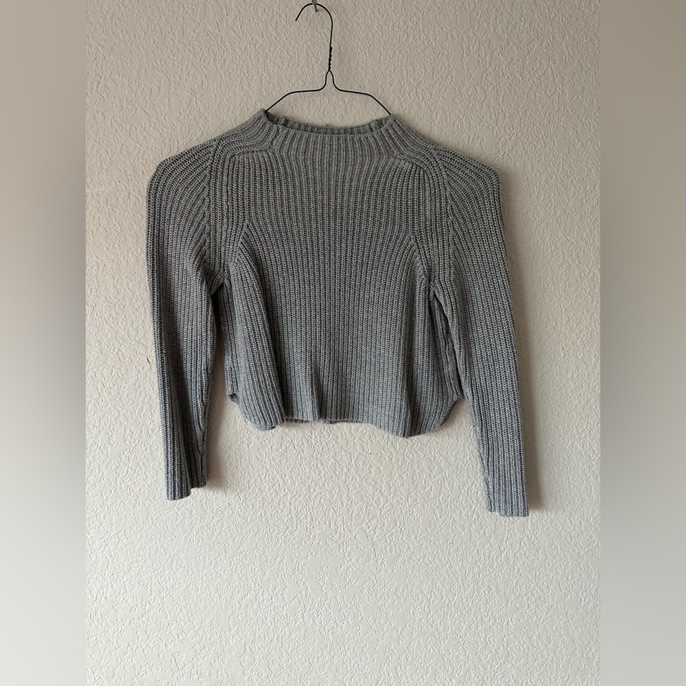 Grey knitted women sweatshirt